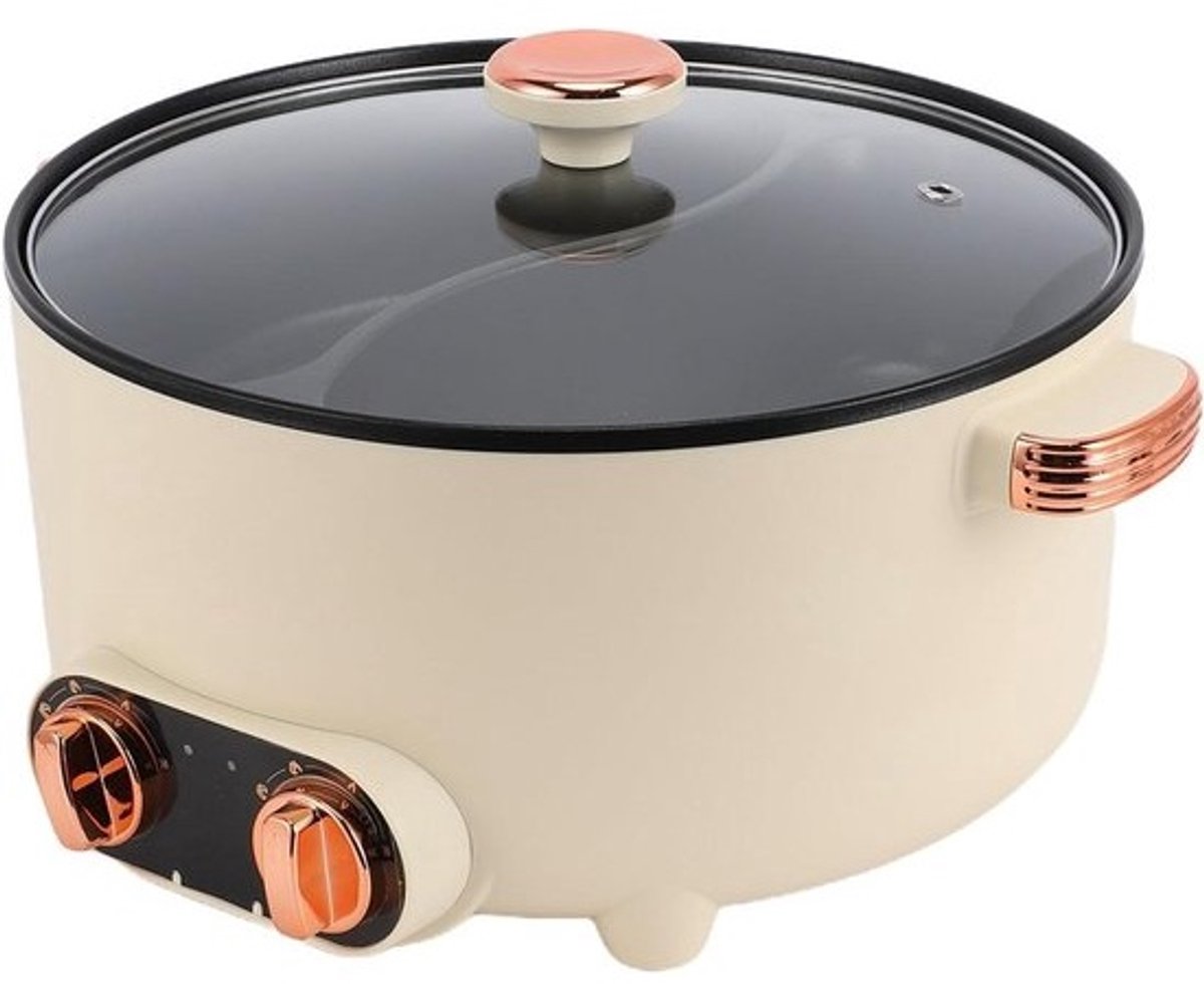 Dubbele Hot Pot - Elektrische Kookpot - Gezellig Eten - Verstelbare Temperatuur - 37x31.5x16cm - Zwart