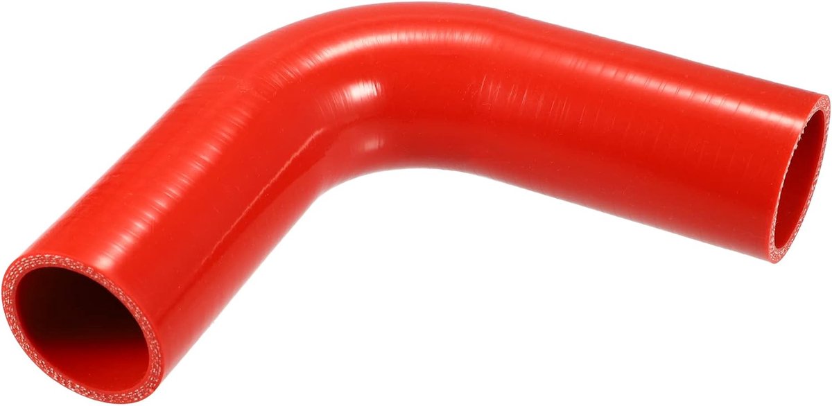 Dailygoods- Siliconen Slang 90 Graden Bocht - Universeel - Binnendiameter 48mm - Dikte 5mm - Lengte 150mm - Rood - Koelslang