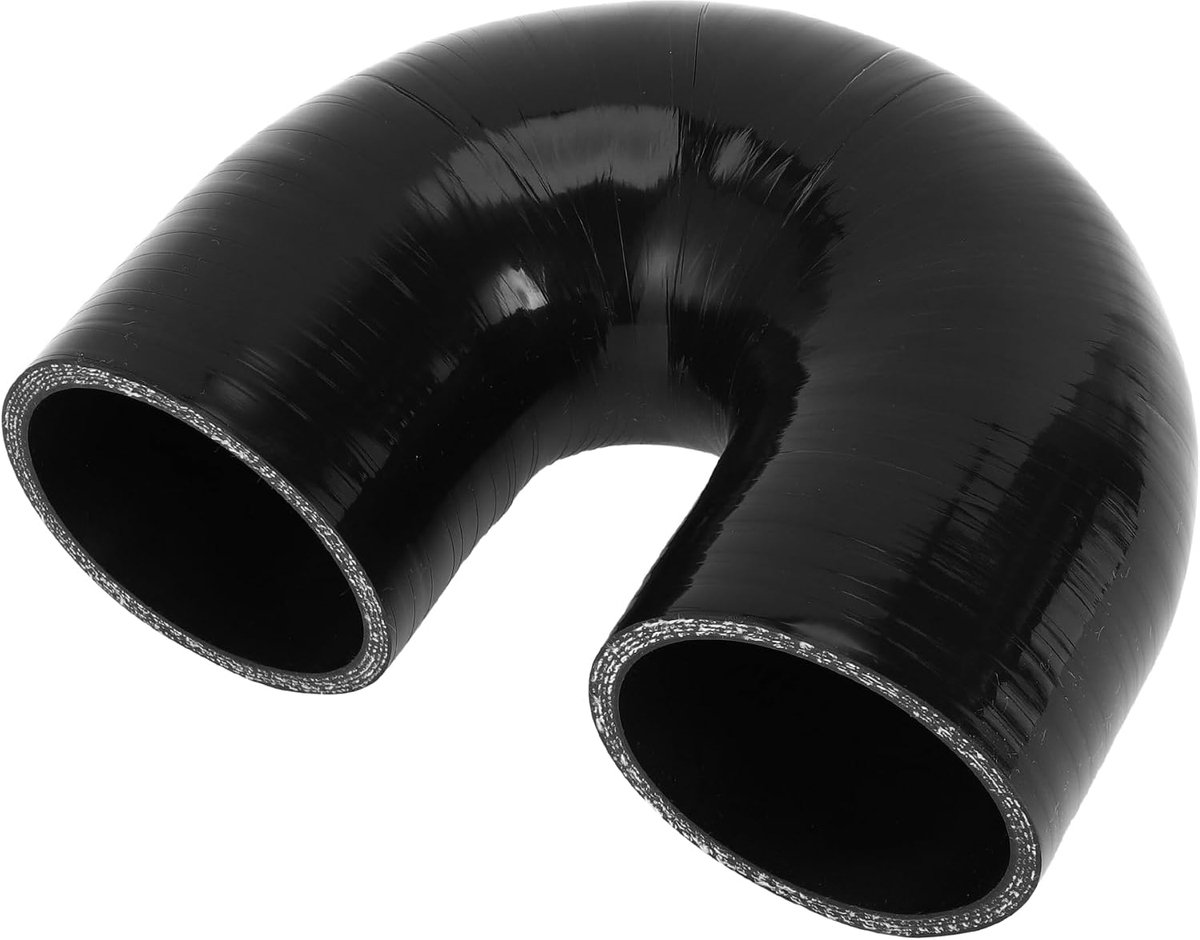 Dailygoods- Koelslang Siliconen 180 Graden - Binnendiameter 63mm - Lengte 90mm - Zwart - Meerlaags Geweven Doek - Bestand tegen Hoge Temperatuur - Sil