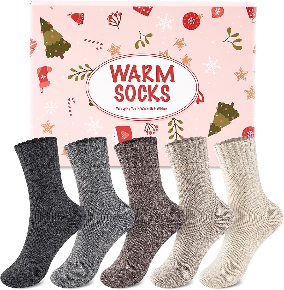 Thermische Sokken Dames, 5 Paar Warme Dikke Wol Wintersokken