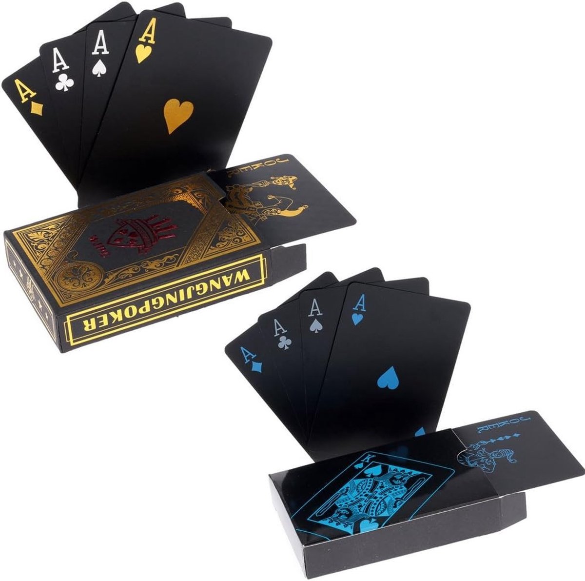 Pokerkaarten - Zwart - 63 x 88 mm - Kunststof, Waterdicht - Voor Pokerliefhebbers