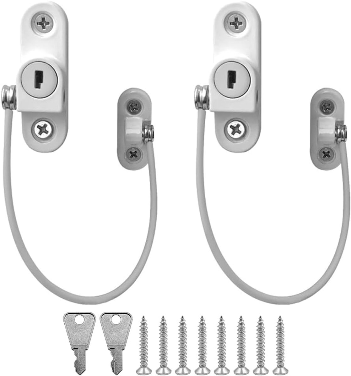 Dailygoods- Raambegrenzer afsluitbaar met sleutel - Raamslot kind - Raambeveiliging - Raambeveiliging kind - Duurzaam - Lichtgevend zilver