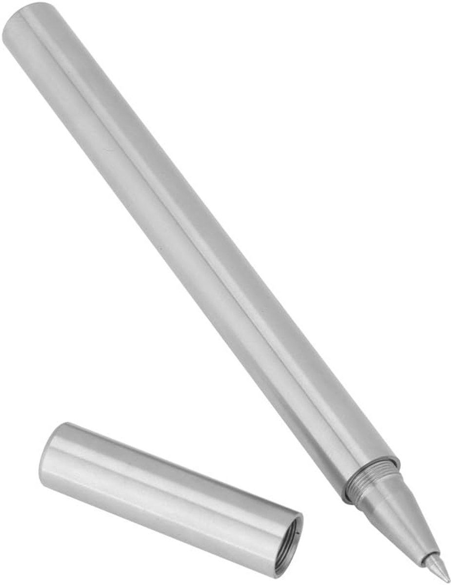 Dailygoods- Balpen Roestvrij Staal - Zwarte Balpen - Schrijfgerei - Pennen met Etui - Duurzaam - Handig Schrijfobject - Schrijfpunt