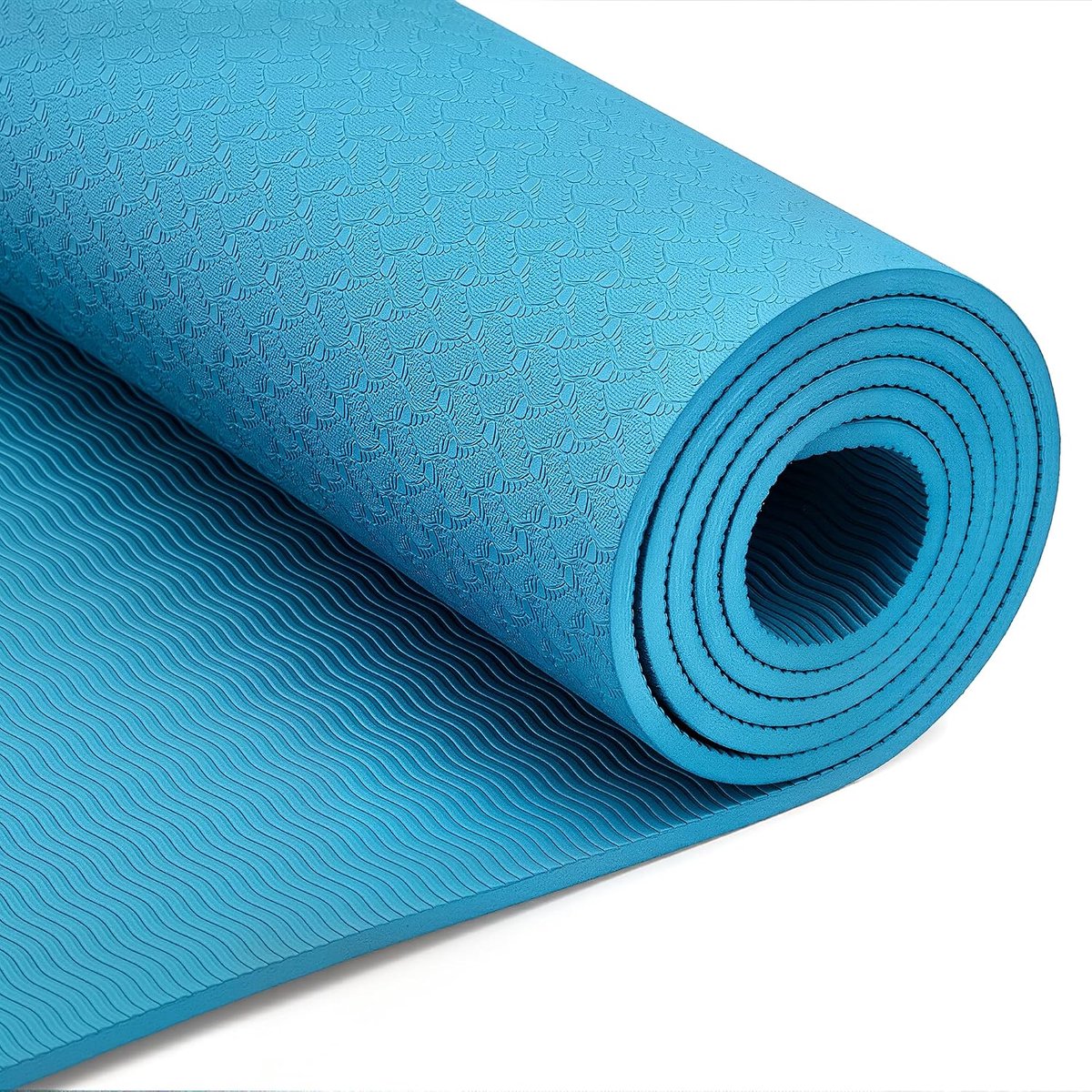10 mm dikke TPE oefen- en yogamat met draagriem, meerblauw