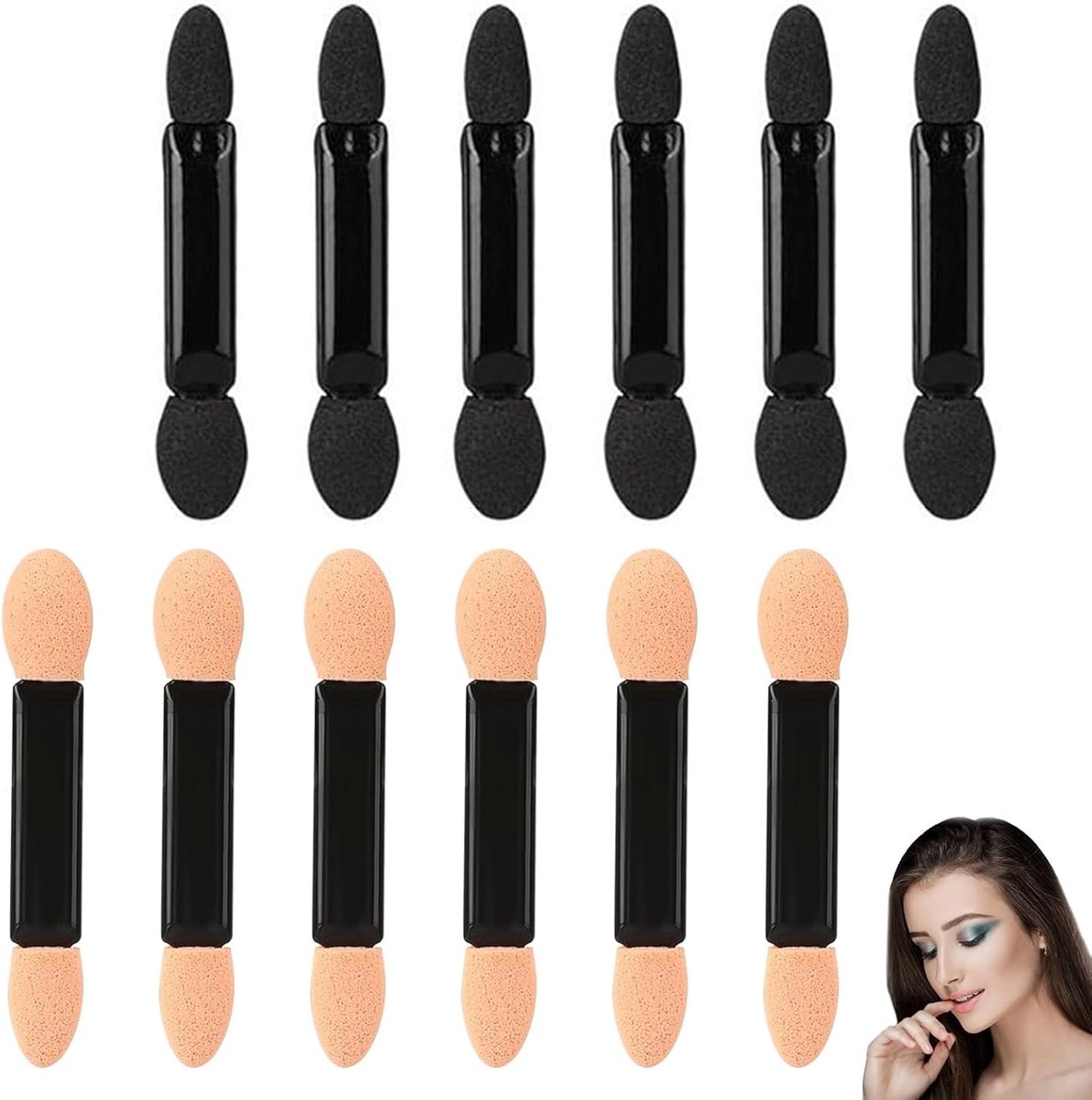 Inovra- Oogschaduwkwast 12 stuks - Professionele Make-up Applicator - Zachte Spons - Duurzaam Plastic - Geschikt voor Beginners en Visagisten