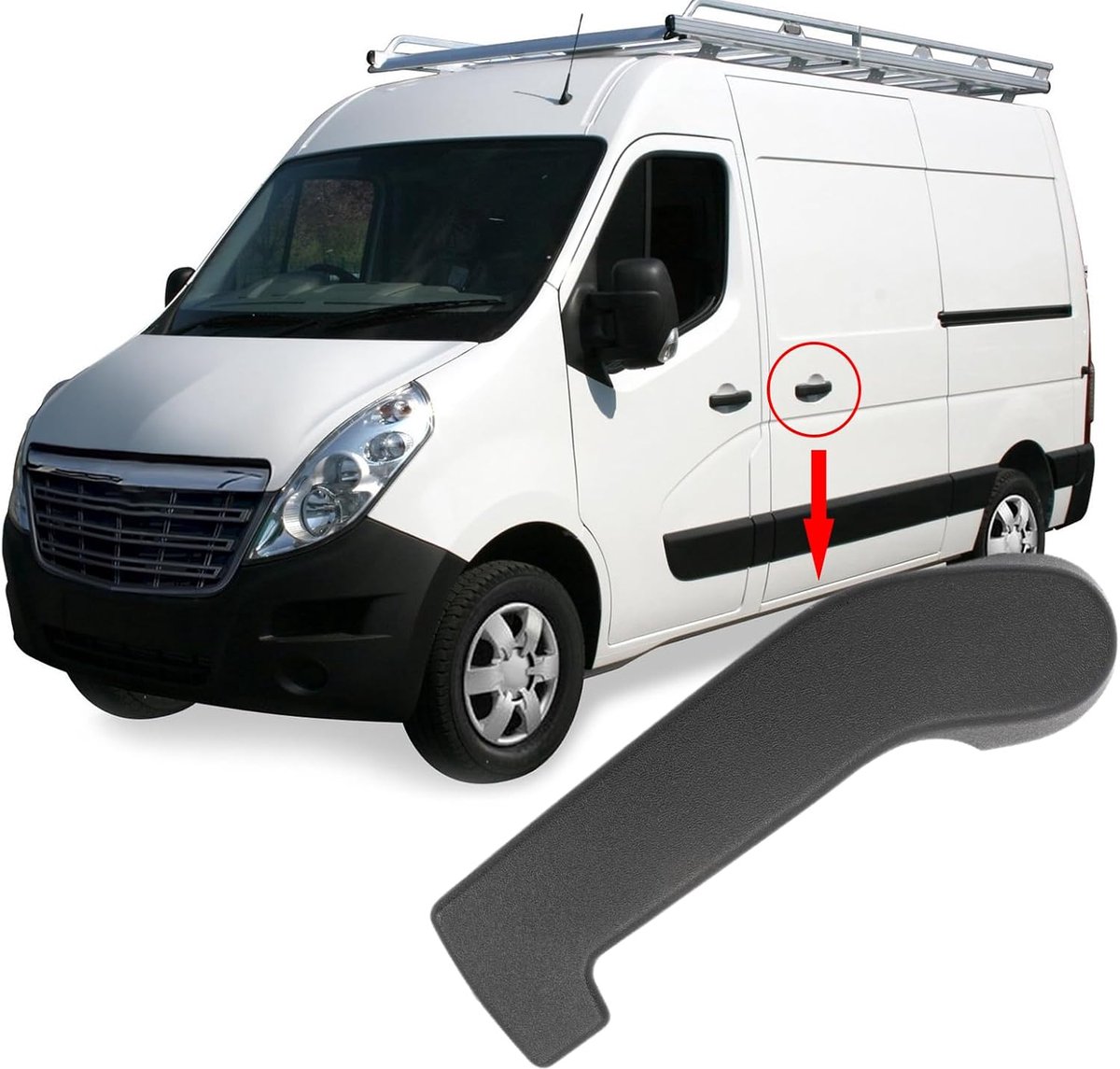 Dailygoods- Achterklepdeurhendel Compatibel met Master III/MK3 - O-p-el/Movano B - NV400 - Binnenhendel - Schuifdeur - Inclusief instructies - Deurenh
