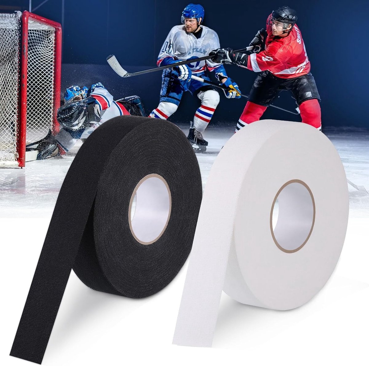 Dailygoods- IJshockey Tape 25m - Zelfklevende Gripband - Antislip Gripbanden - Zwart/Wit - Polyester-Katoenmix - Verlengt Levensduur Racket