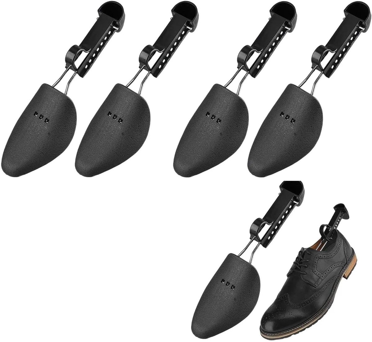Dailygoods- Schoenstretcher Verstelbaar 25-30 cm - Schoenoprekker - Schoenvormer - Zwarte IJzeren Kunststof - 4 Stuks - Schoenvorm