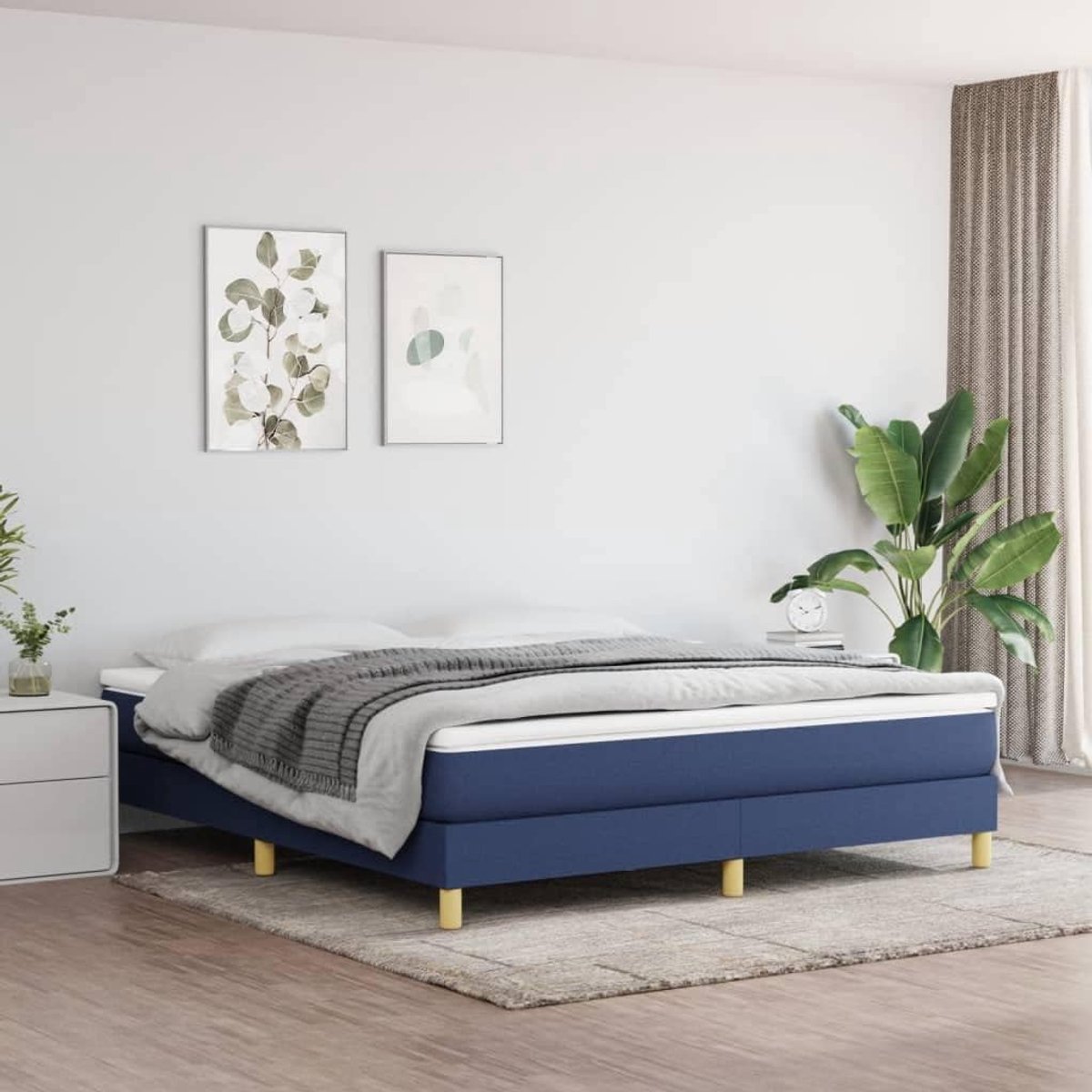 stof boxspringbed Blauw 160x200 cm