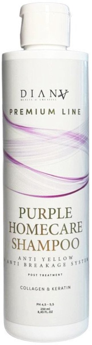 Diana Beauty & Creative Premium Line Purple - Zilvershampoo tegen gele tonen in blond haar - Keratine en collageen - 250 ml