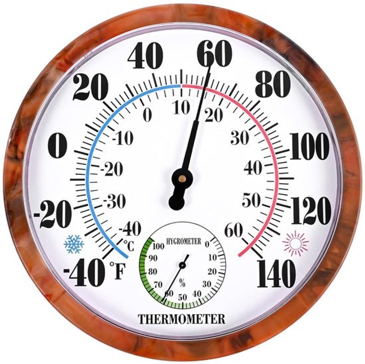 Grote 2-in-1 Binnen Buiten Thermometer Hygrometer - Batterijloos Weerstation
