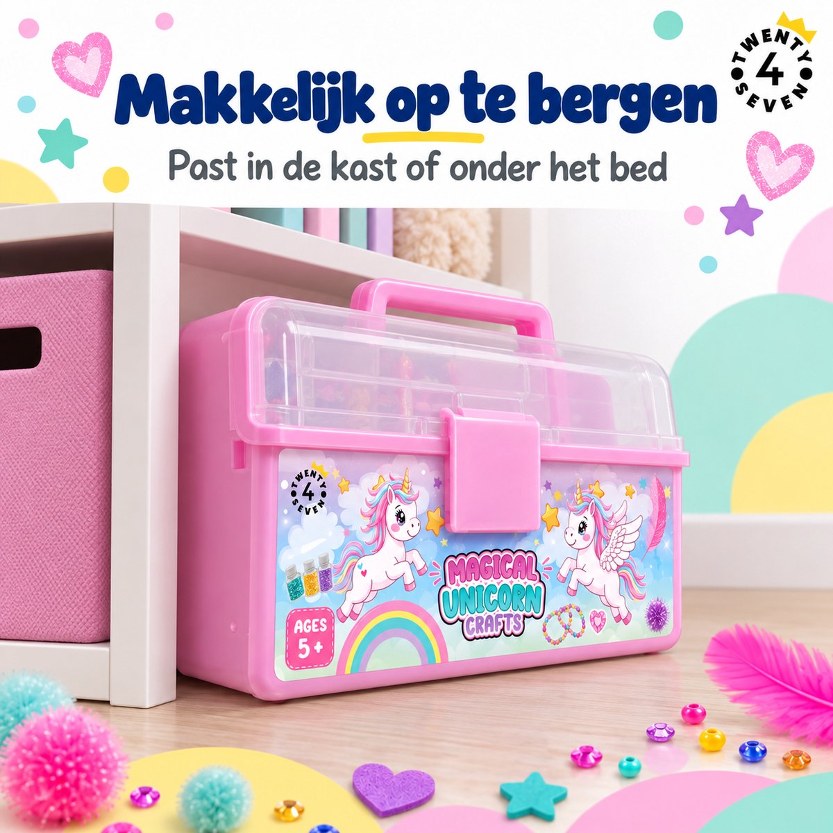 Twenty4seven® Knutselkoffer 1500+ Delig - Knutselspullen met Unicorn en Kralen - Knutselen Speelgoed Meisjes en Jongens vanaf 5 Jaar - Sinterklaas Cadeau en Kerstcadeau — cadeau in Hobby - foto 7