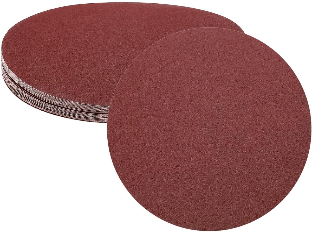 25 stuks slijpschijven PSA 200 mm, 150 korrels aluminiumoxide, zelfklevend, rond, zonder gat voor nat/droge zandmachine, voor autolak, hout, metaal