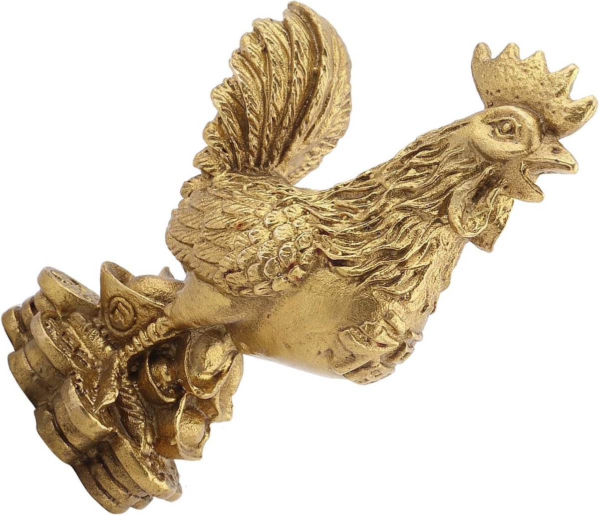 messing handgemaakte haan geluk rijkdom symbool kip geomantic Omen haan ornament zegen verzamelfiguren
