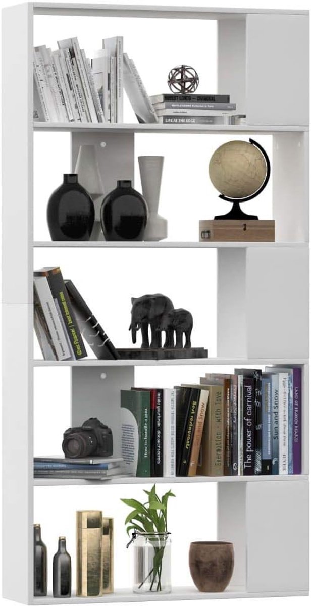 Boekenkast van spaanplaat, modern design, moderne woonkamermeubels, boekenrek, wandrek, modern woonkamermeubel, 80 x 24 x 159 cm