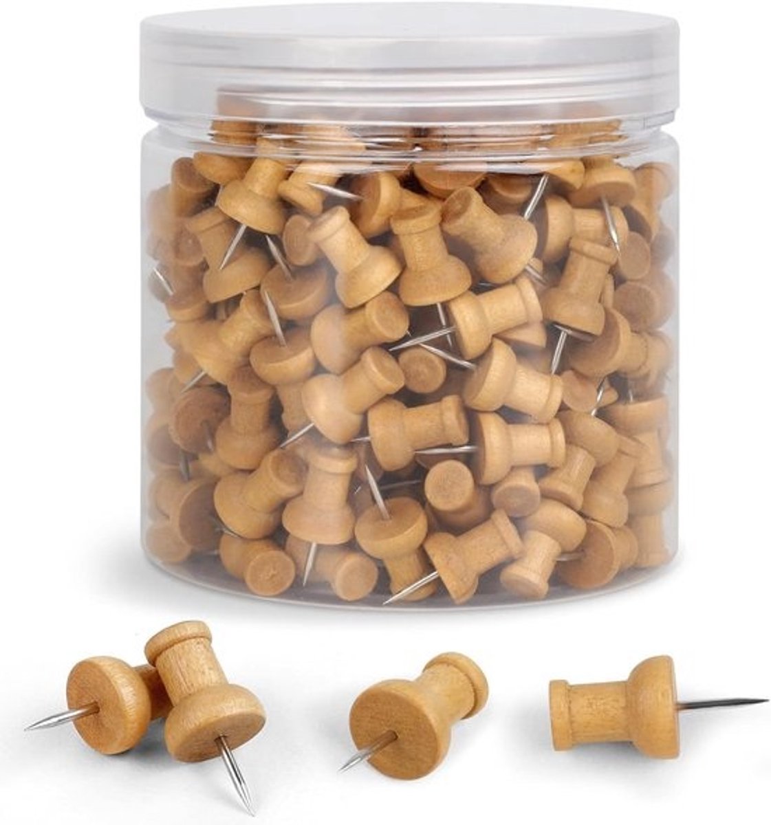 Houten Drukpennen - Duimspijkers Decoratief - Berichten Vastpinnen - Natuurlijk Hout - 240 Stuks - Walnoot