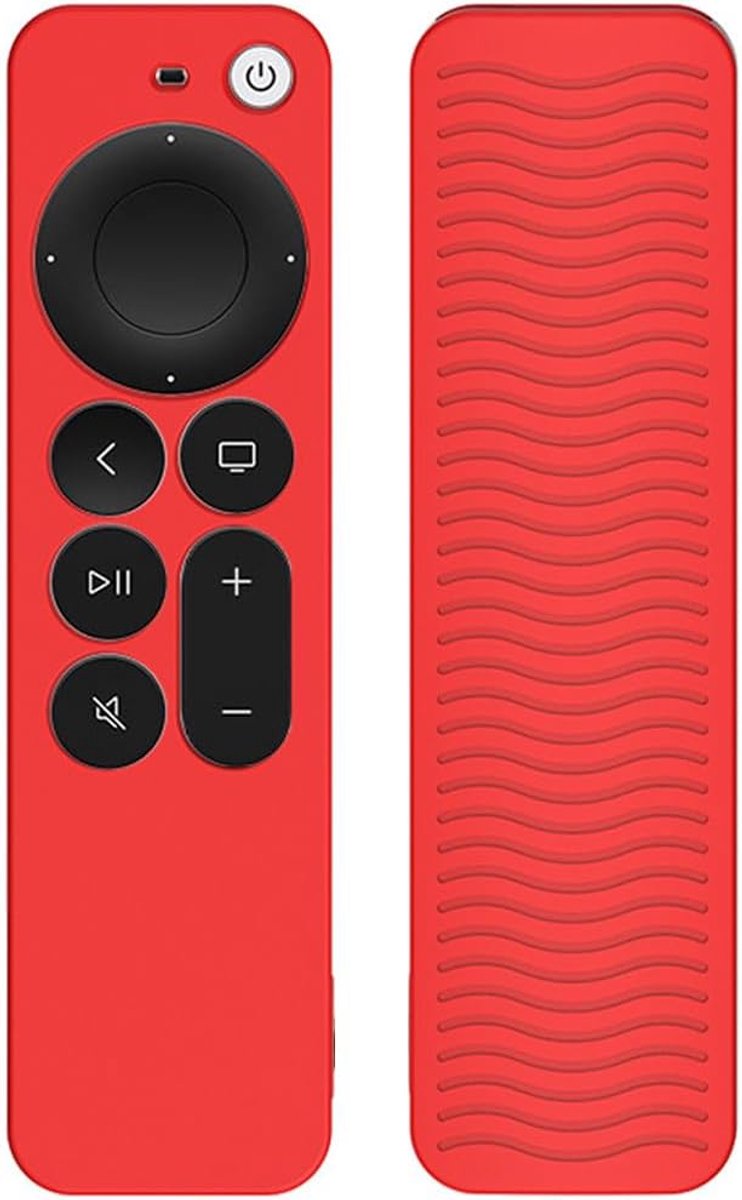 Beschermhoes met afstandsbediening voor Apple TV 4K Siri Remote 3e generatie (2022)/2e generatie (2021) - Siliconen hoes voor TV accessoire (mat rood)