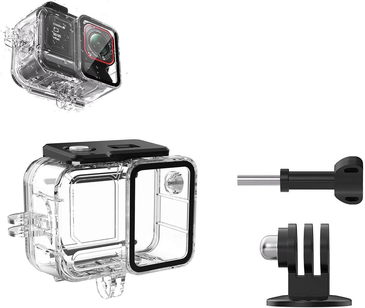 45M/147.64FT Waterdichte Case voor Insta360 ACE Pro 2 Sport Camera Duik Case Onderwater Beschermende Behuizing Case Cover Horizontale en Verticale Schieten Duiken Shell Cage