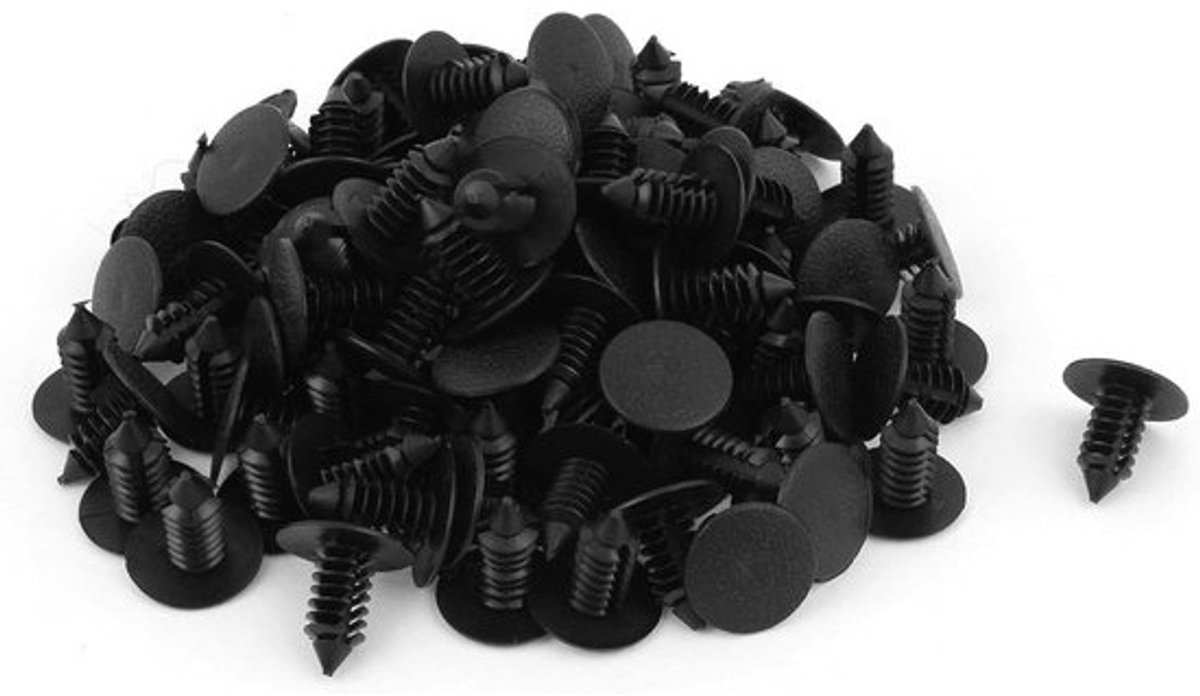 100 Stuks Zwarte Kunststof Klinknagels voor Auto's - 8 mm Gat Bevestigingsclips