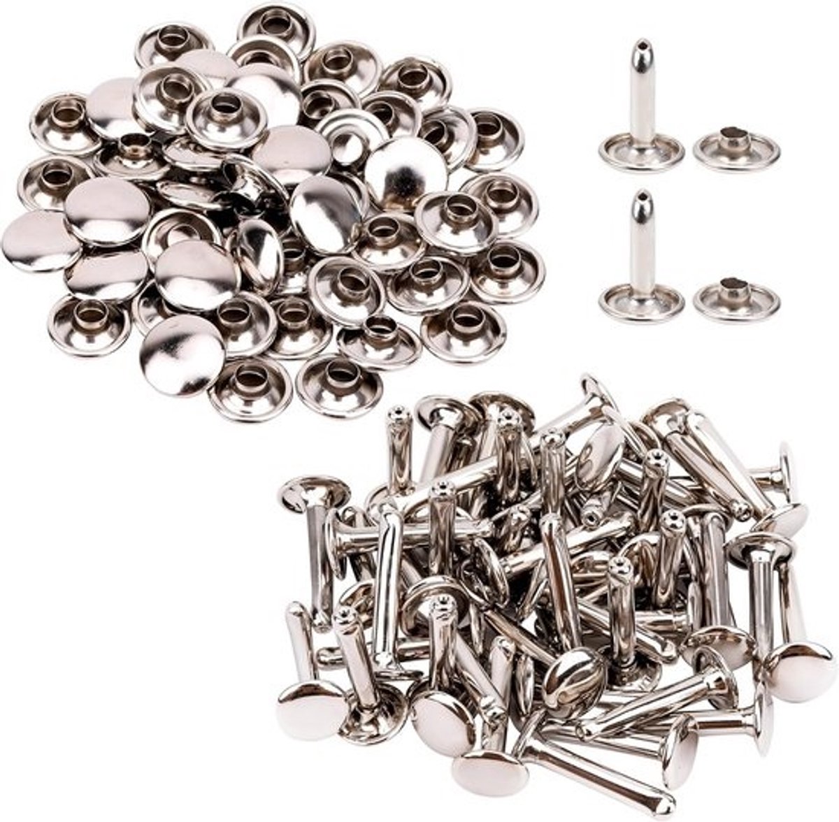 Extra Lange Dubbele Kap Klinknagels voor Leer - 8x14mm Zilverkleurig - Voor Reparatie en Knutselprojecten