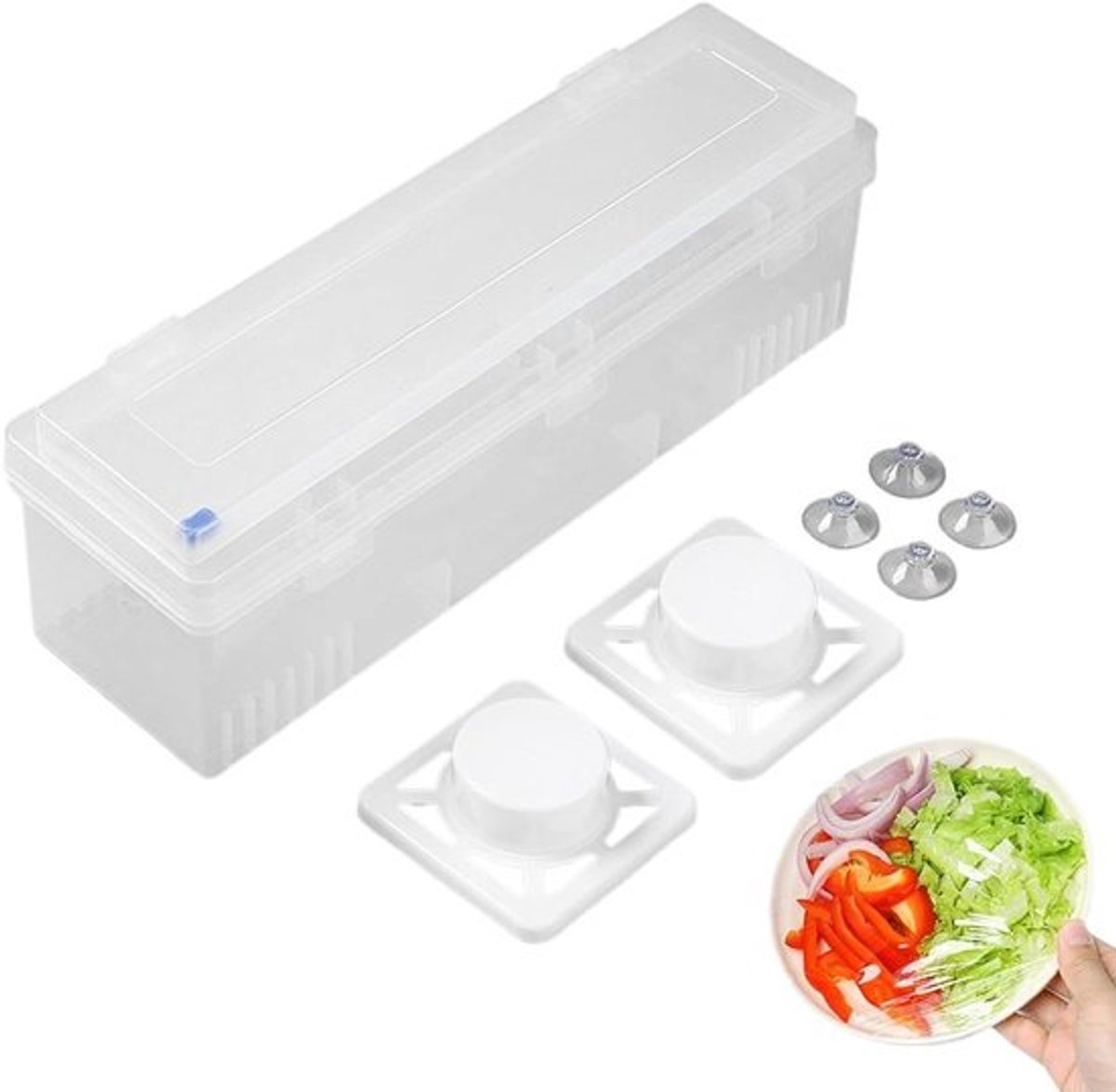 Foliedispenser Keuken - Wikkeldispenser Vershoudfolie - Keukenopslag Organiseren - Met Ingebouwde Snijder - 471 x 178 cm - Transparant