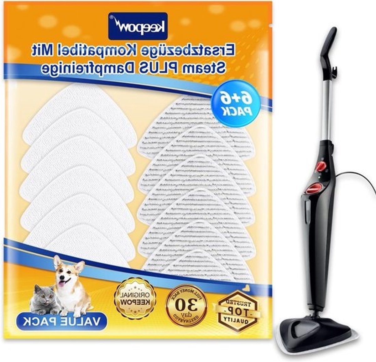 Reservehoezen Stoomreiniger - Microvezel Pads - Grondig Reinigen - Optimale Vuilopname - 12 stuks - Wit Grijs
