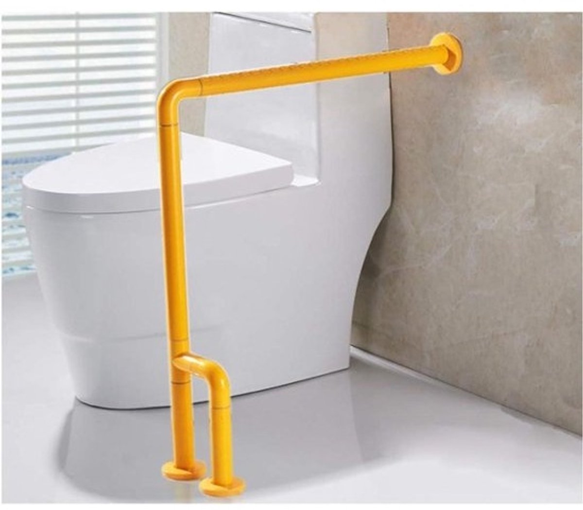 Veiligheidshandgreep - Steunbeugel toilet - Veilig douchen - Ruimtebesparend ontwerp - N.v.t. - Geel
