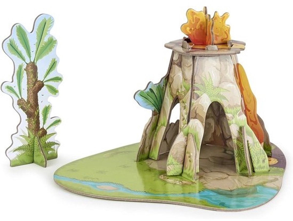 Dinosaurus Decor - Mini Wereld - Creatief Spel - Stevig Karton - 23x23x15 cm - Dino Wereld