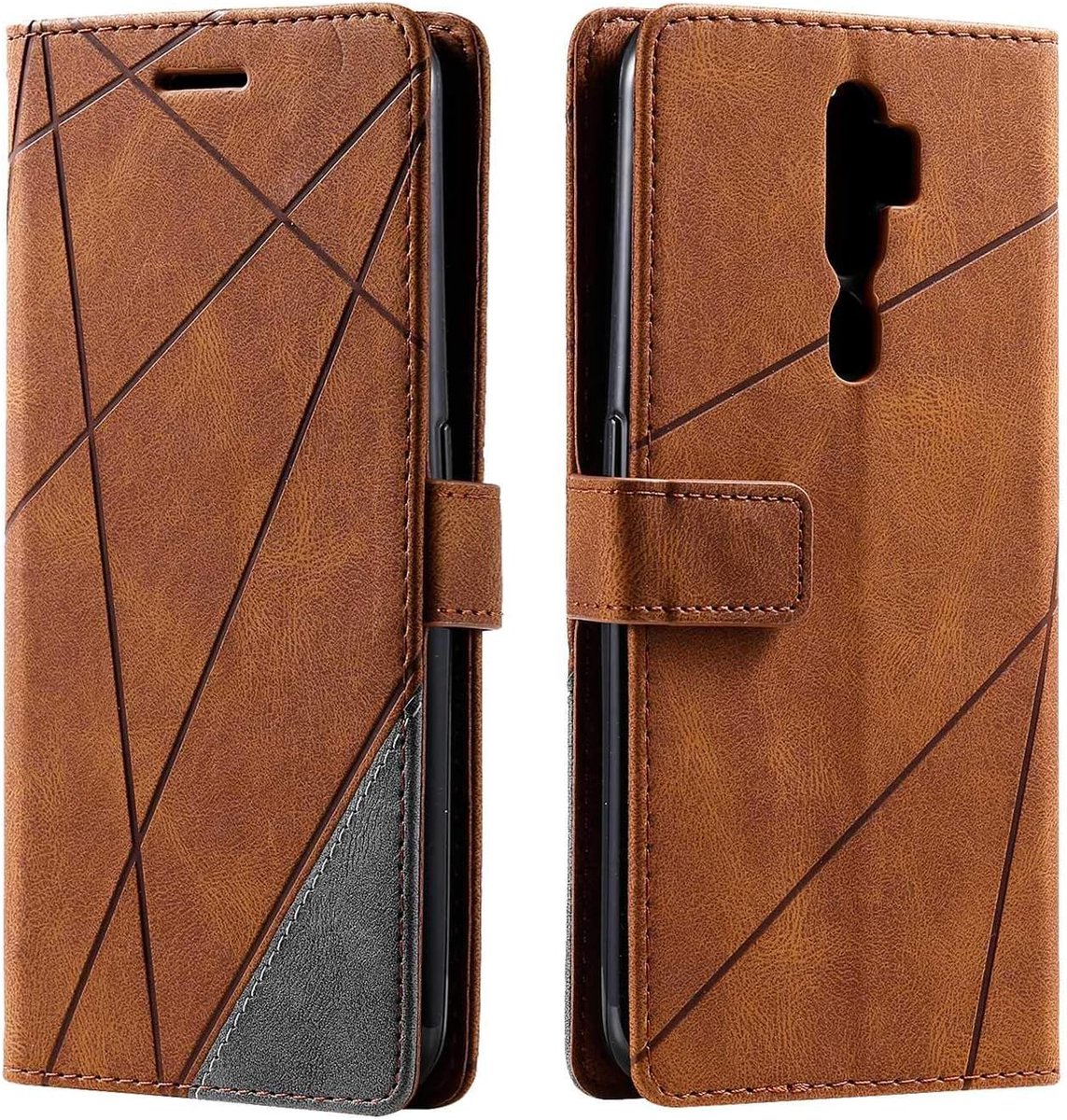 Hoesje voor Oppo A9 2020 / Oppo A5 2020, PU Lederen Beschermhoesje Flip Beschermhoes Telefoonhoes Telefoonhoesje voor Oppo A9 2020 / Oppo A5 2020, Bruin