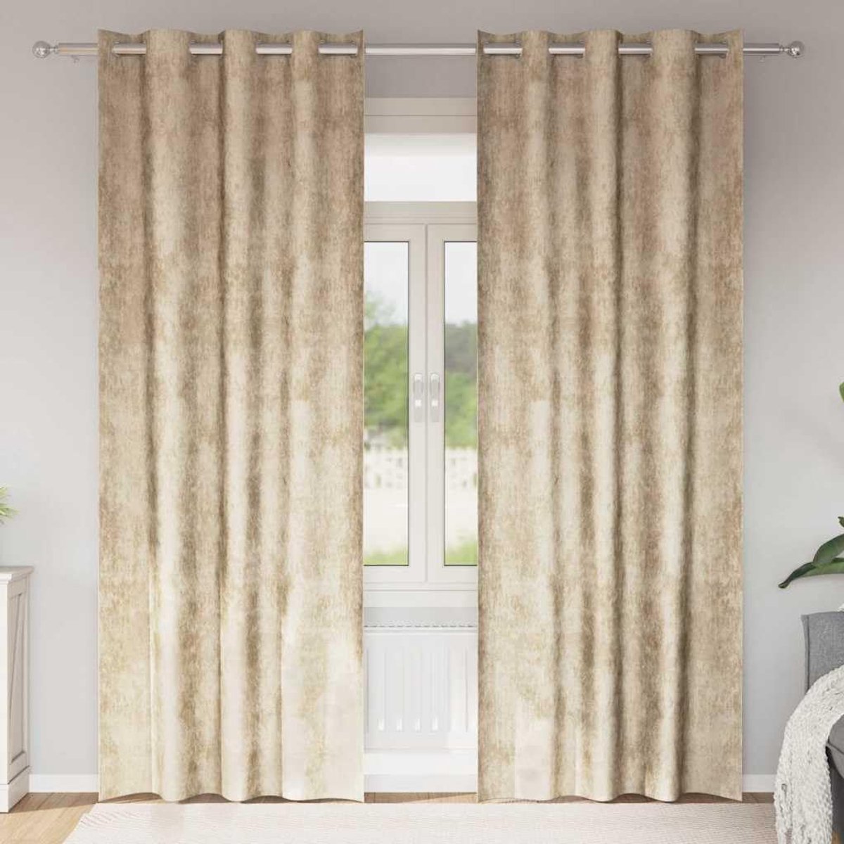 Gordijnen, 2 stuks, crème, 245 x 140 cm, verduisterende gordijnen van fluweel met thermische isolatie voor privacy, inkijkbescherming en moderne stijl in de woonkamer