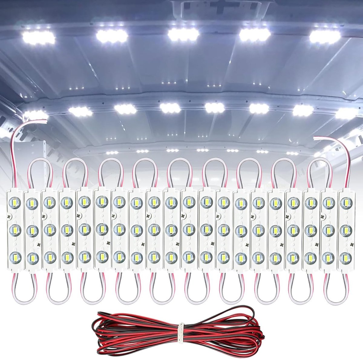 60 LEDs 12V Van Interieur Licht Auto LED Plafondverlichting Kit, Super Heldere Verlichting Dome Lamp voor Van RV Truck Auto Voertuig Boten Caravans Trailers Vrachtwagens Cargo Transit Bus LWB