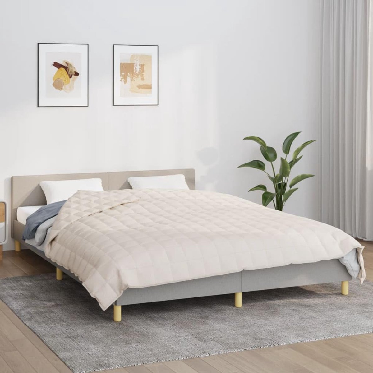 Gewichtsdeken, therapiedeken, zware deken, lichtcrème, 220 x 235 cm, 15 kg stof