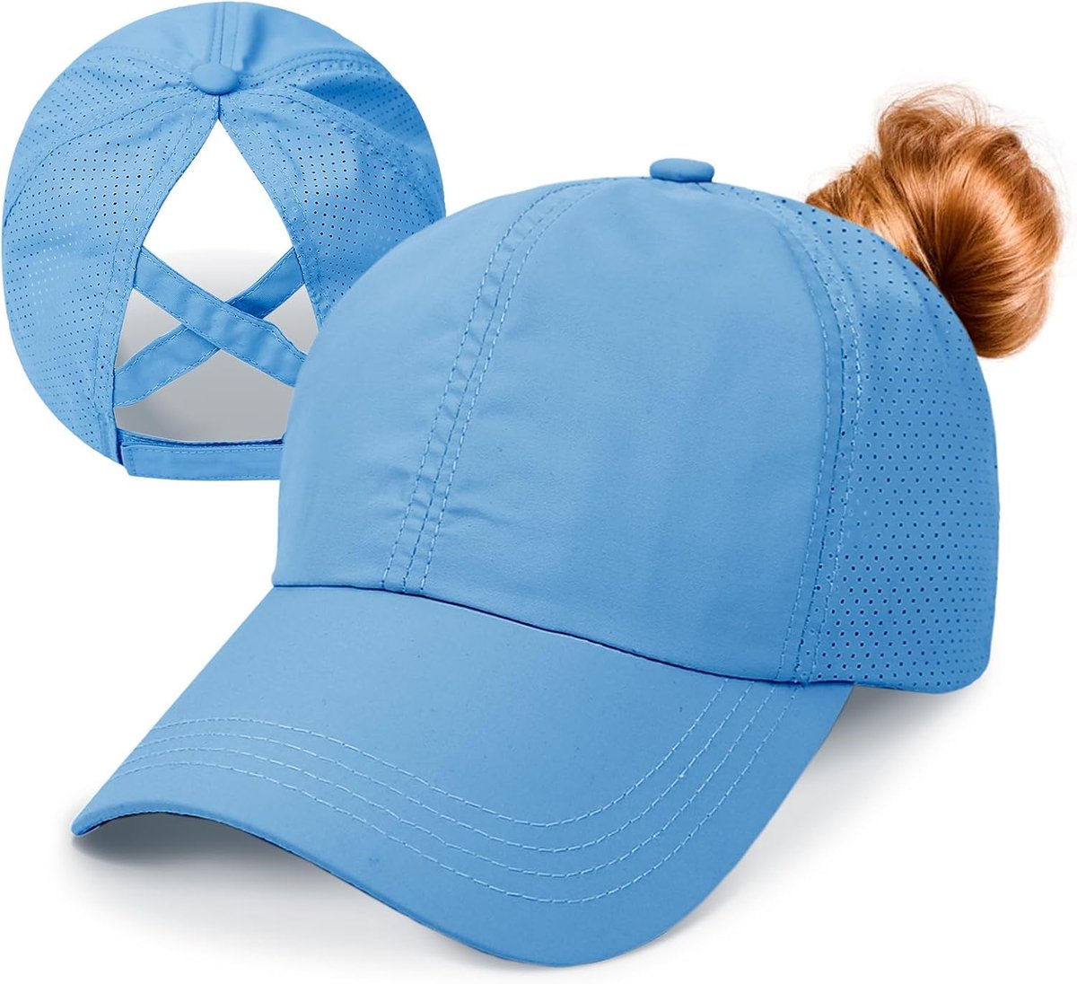 Basecap voor dames, zomer, van mesh, paardenstaart, pet, baseballpet, sneldrogend, ademend, lichte zonnebescherming, verstelbare baseballpet voor dames, vrijetijdspet