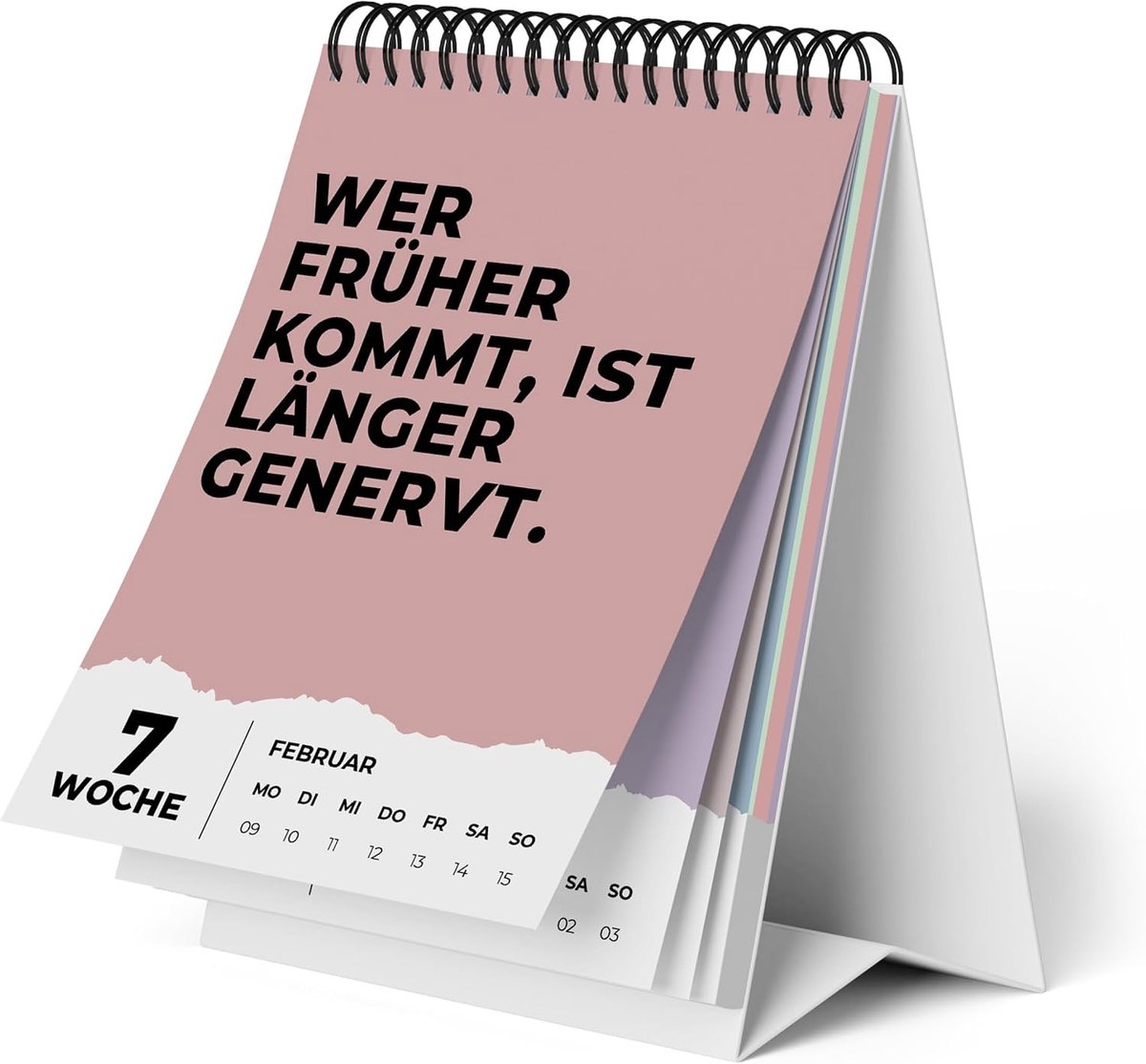 Tafelkalender 2026, kantooreditie, 53 weken bureaukalender met sarcastische spreuken als grappig cadeau-idee