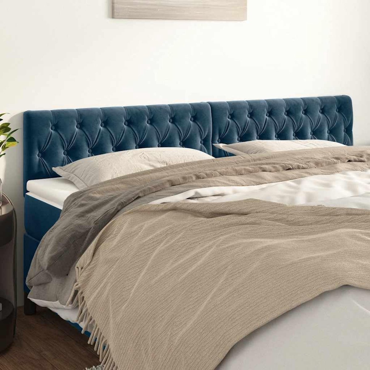 Hoofdeinde verstelbaar 180 cm fluweel donkerblauw velours hoofdeinde voor slaapkamer 180 x 7 x 78 / 88 cm met houten poten voor uitstekende ondersteuning van de rug bij het lezen