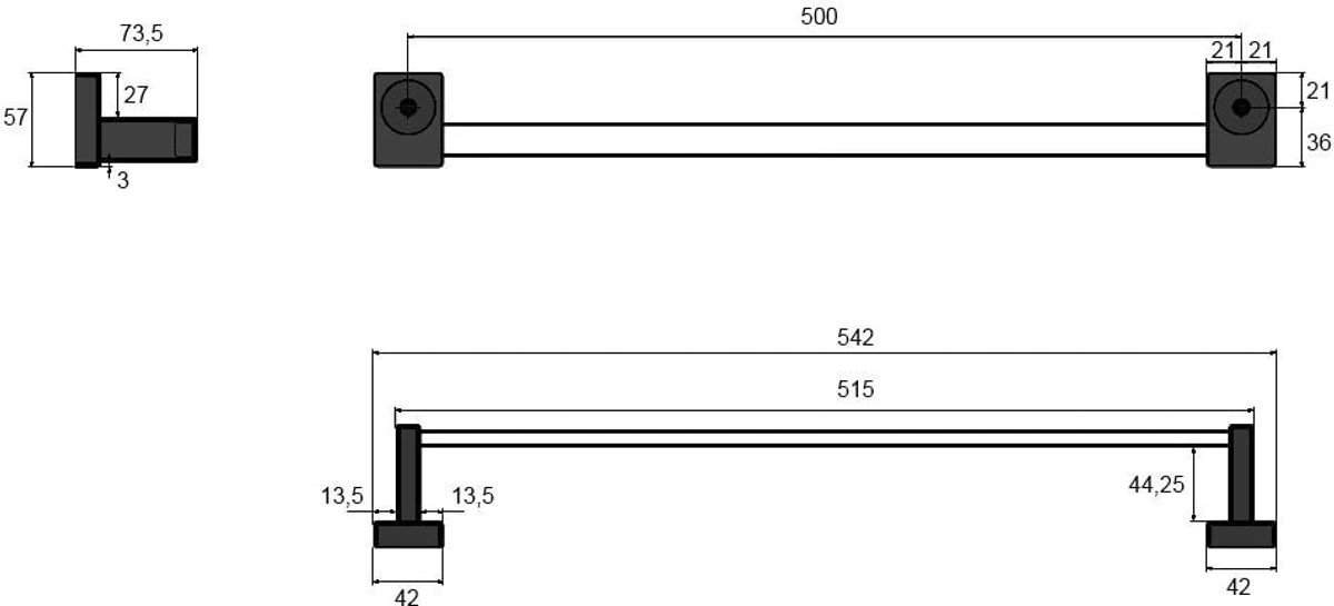 Handdoekhouder magnetisch (wit), lengte 500 mm