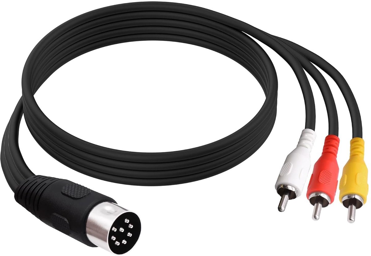 8-polige DIN naar 3 RCA-audiokabel MIDI DIN 8Pin stekker naar 3 RCA-stekker vintage audiokabel adapter luidsprekerkabel voor muziekinstrument audio sound systeem apparatuur -1,8 m / 5,9 FT