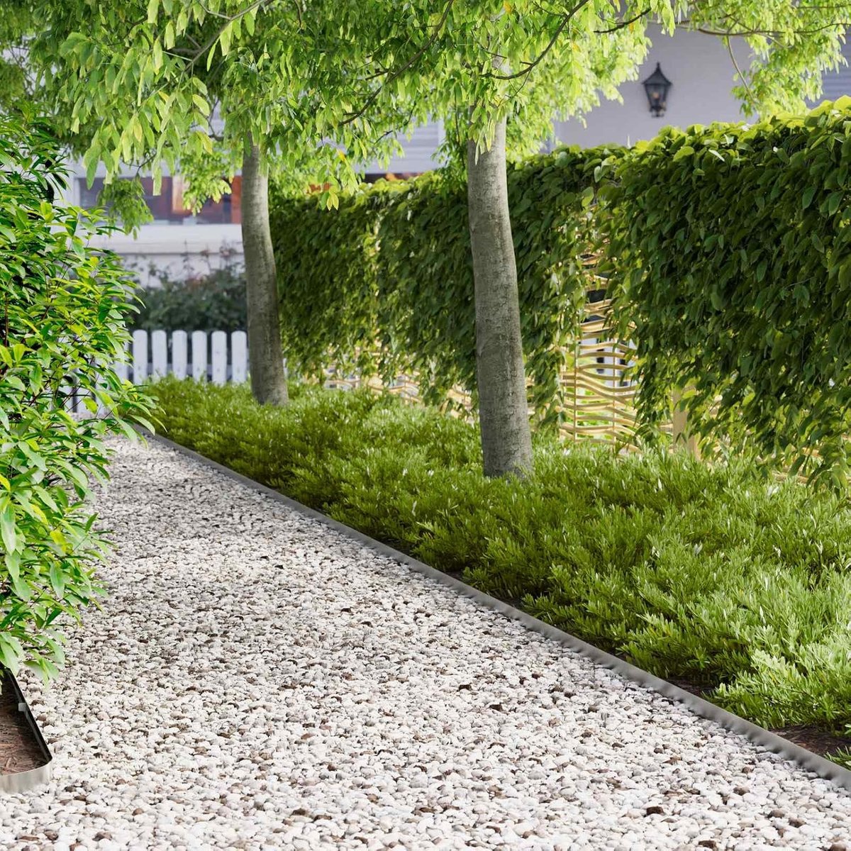 30 stuks, 102 x 4 x 4 cm, van staal, zilver, bedbegrenzing voor de tuin, flexibele gazonrand voor nette tuinpaden
