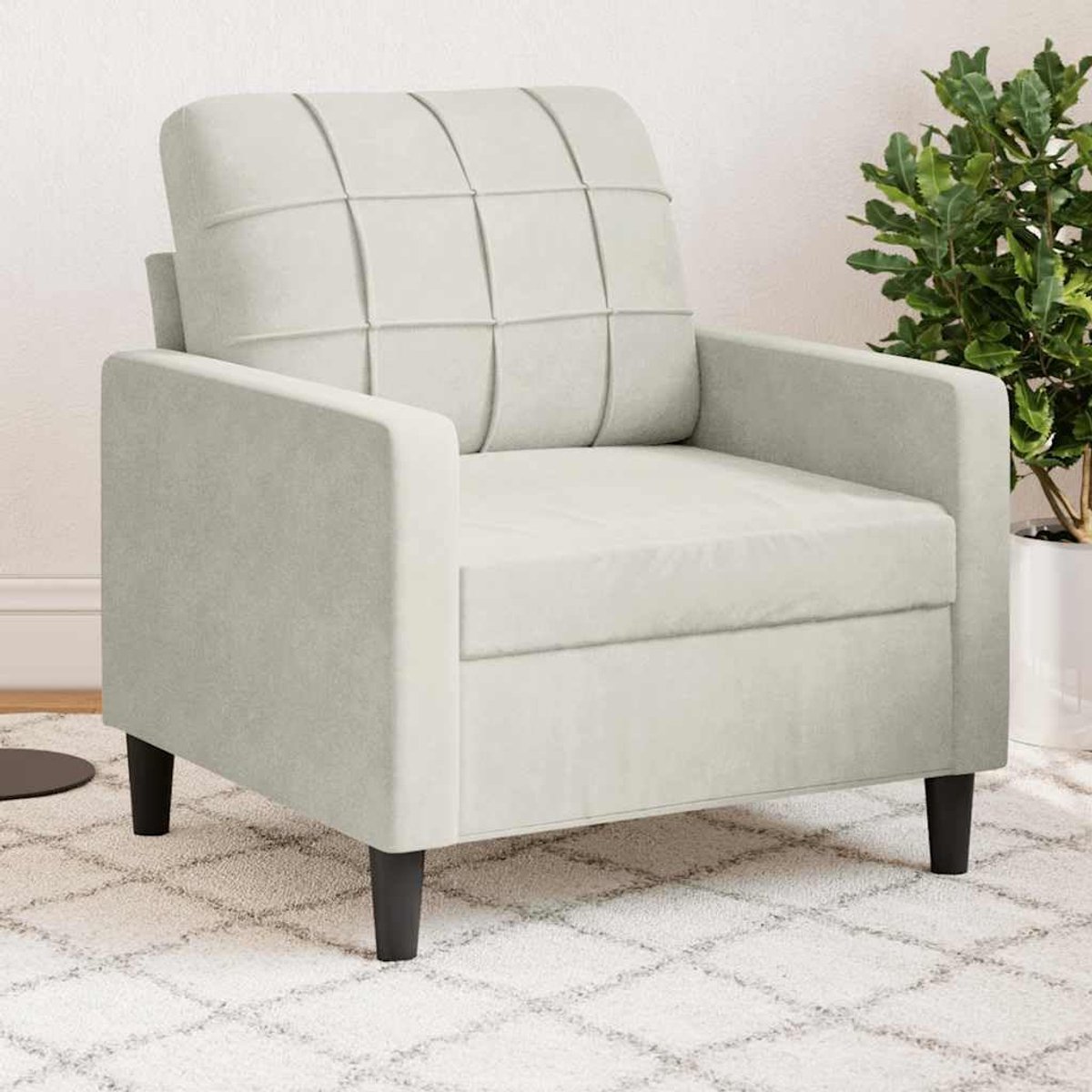 Crème 60 cm fluwelen bank comfortabel zacht velours stof metalen frame modern design ontspanning lezen
