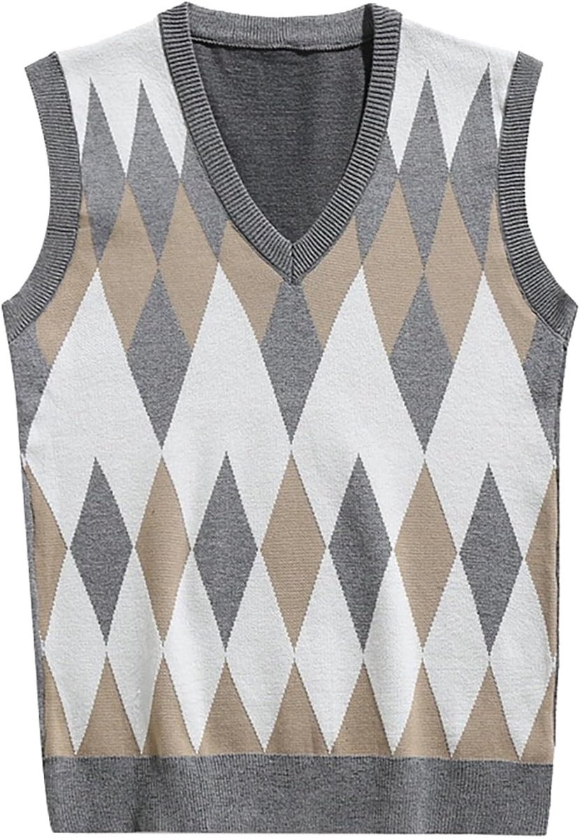 Trui voor heren, gestreepte bekleding, V-hals, tops