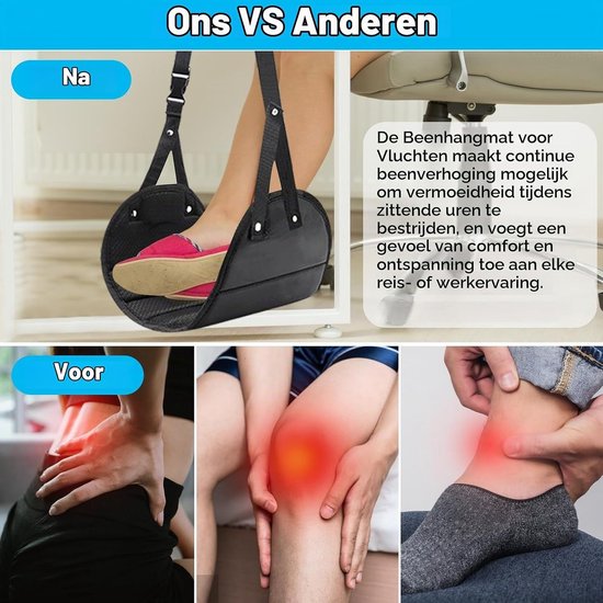 Draagbare Reis Voetsteun - Opvouwbare Hangende Voetstoel Hammock voor Comfortabel Reizen en Ontspannen — afbeelding 3