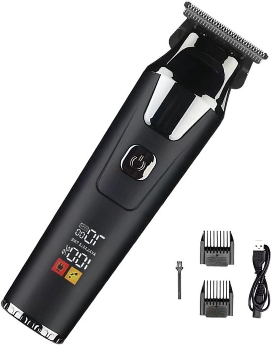 Haartrimmer Mannen - Elektrische Tondeuse - Persoonlijke Verzorging - Digitaal Display - 10 cm Lengte - Zwart