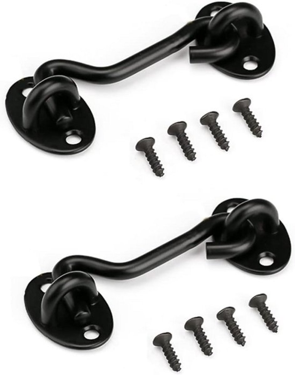 Zwarte 10cm Privacy Haak-en-Oog Sluiting voor Binnendeur of Schuurdeur