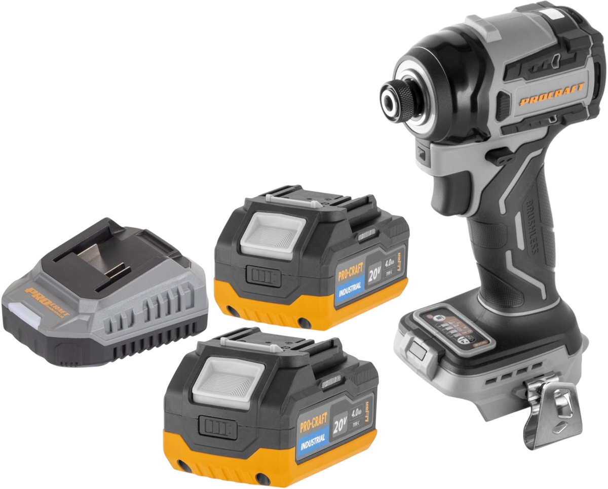 Procraft Industrial ID20Abb accu-slagmoersleutel 20 V 180 Nm 1/4" Solo - zonder accu, zonder oplader