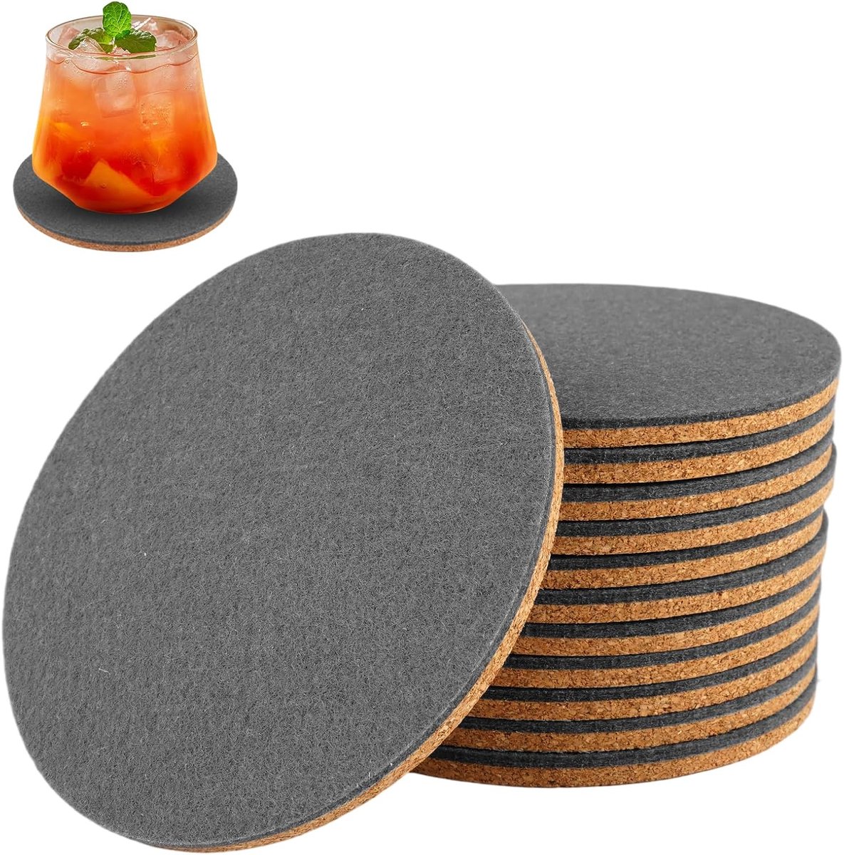 Onderzetters Rond voor Glazen Set voor Kopjes,Tafel, Ø 10cm | Antislip Tafelbeschermers van Robuust Vilt,Hittebestendig Vilten Glasonderzetters Bieronderzetters Rond voor Bar,Glas,Glazen — cadeau in Wonen & Interieur - foto 4