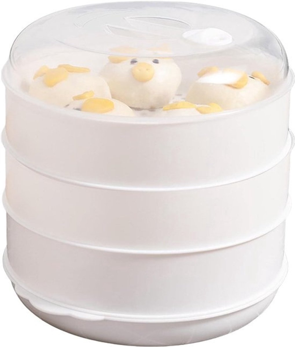 Magnetron Steamer - Stoomkoker - Gezond Koken - Deksel als schaal - 3 Niveaus