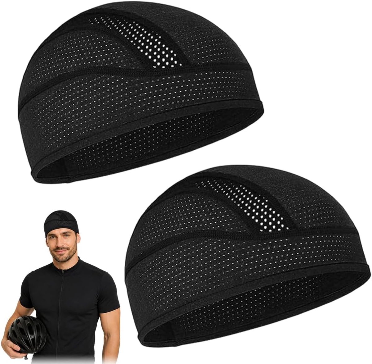 onder Helm voor Fiets (2 Stuks), Ademende Sportmuts, Skull Cap onder Helm voor Wielrennen en Hardlopen