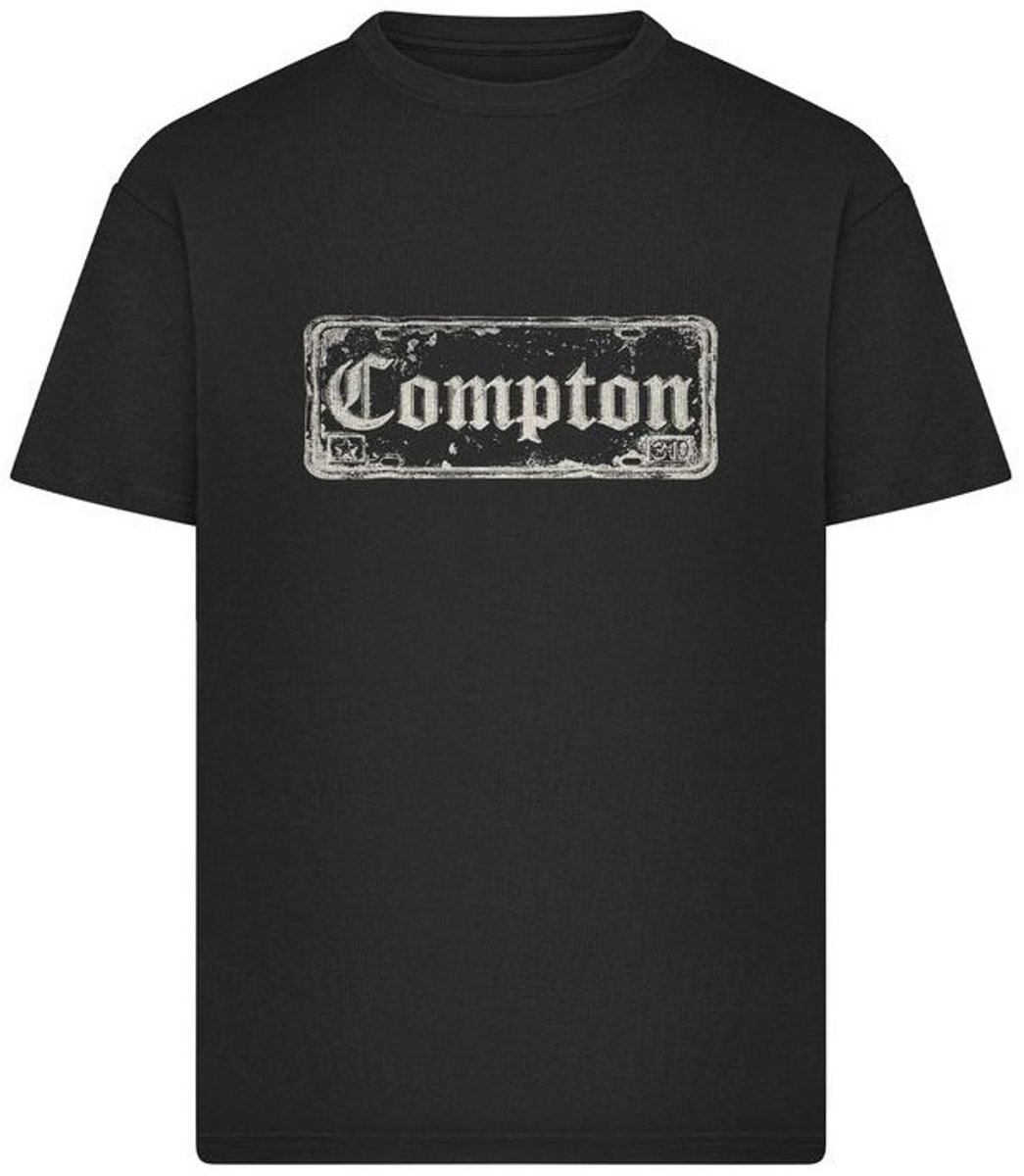 Mister Tee Compton License Plate Oversize Heren Tshirt XL Zwart