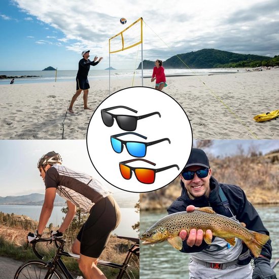 Gepolariseerde zonnebril & accessoires, 3 stuks UV400 bescherming rechthoekige heren vrouwen zonnebril retro brillen voor buiten sport golf fietsen vissen wandelen — afbeelding 5