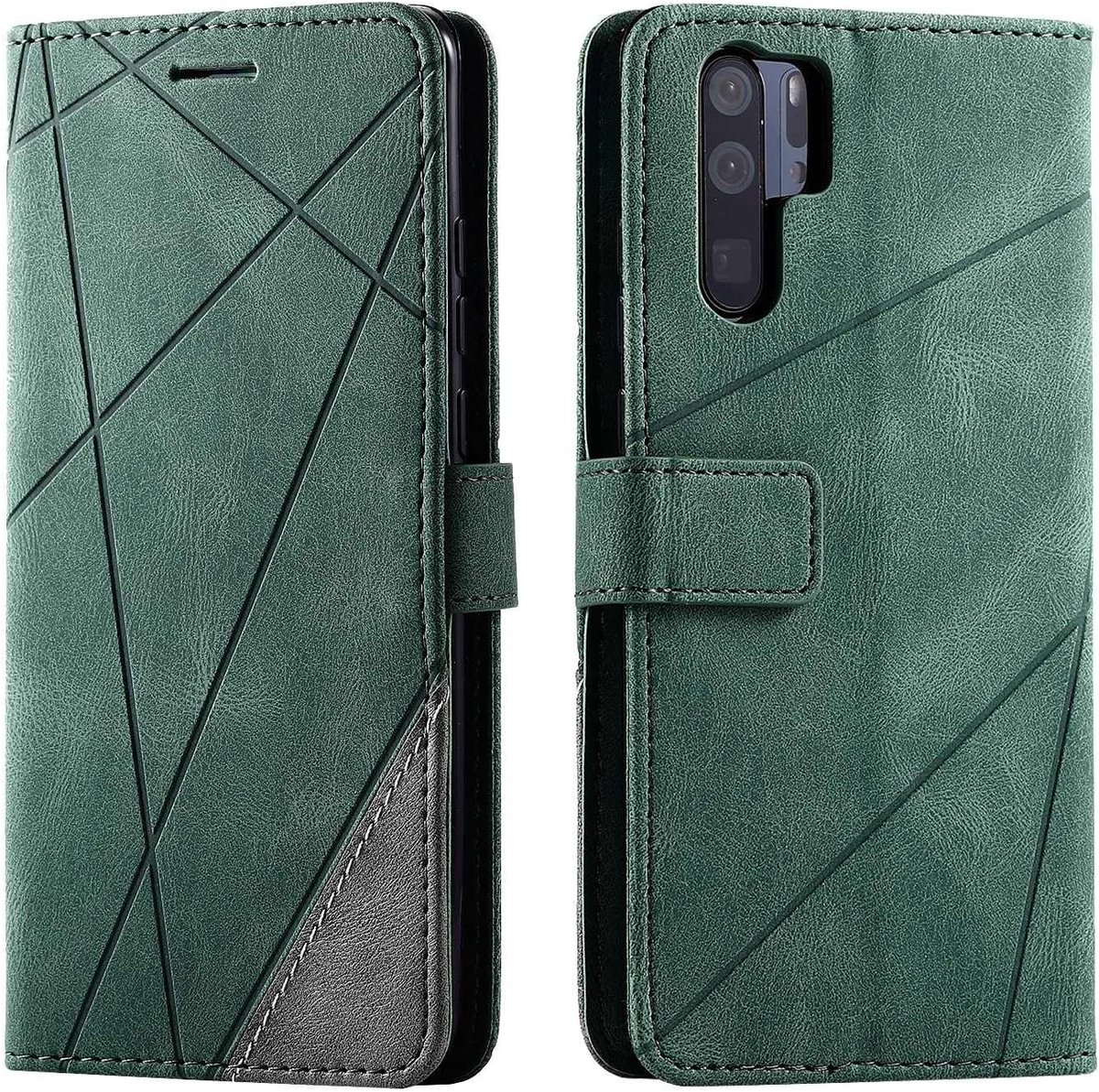 Hoesje voor Huawei P30 Pro, PU Lederen Beschermhoesje Flip Beschermhoes Telefoonhoes Telefoonhoesje voor Huawei P30 Pro, Groen